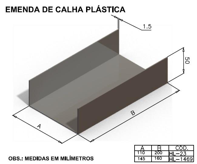Emenda de calha plastica