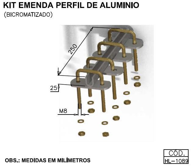 Kit emenda perfil de aluminio