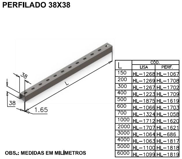 Perfilado 38x38