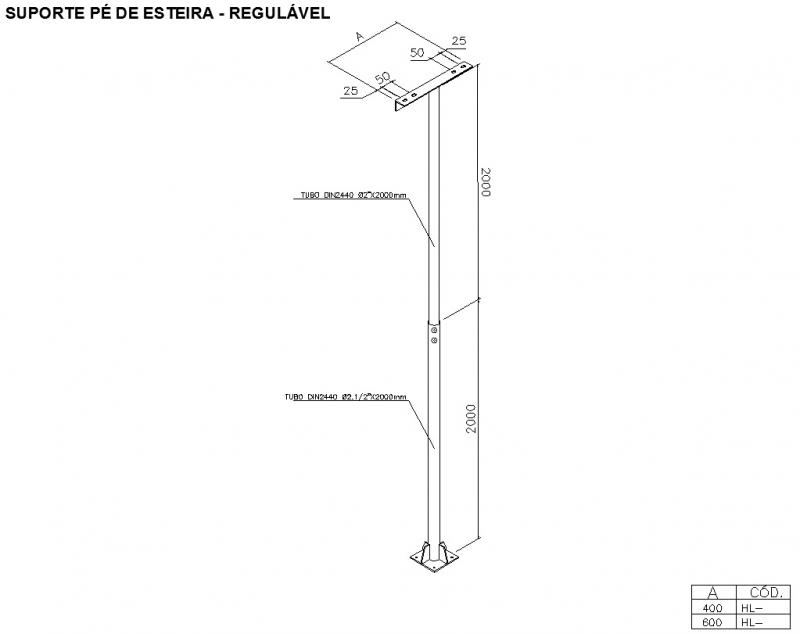 SUPORTE PÉ DE ESTEIRA - REGULAVEL                                 