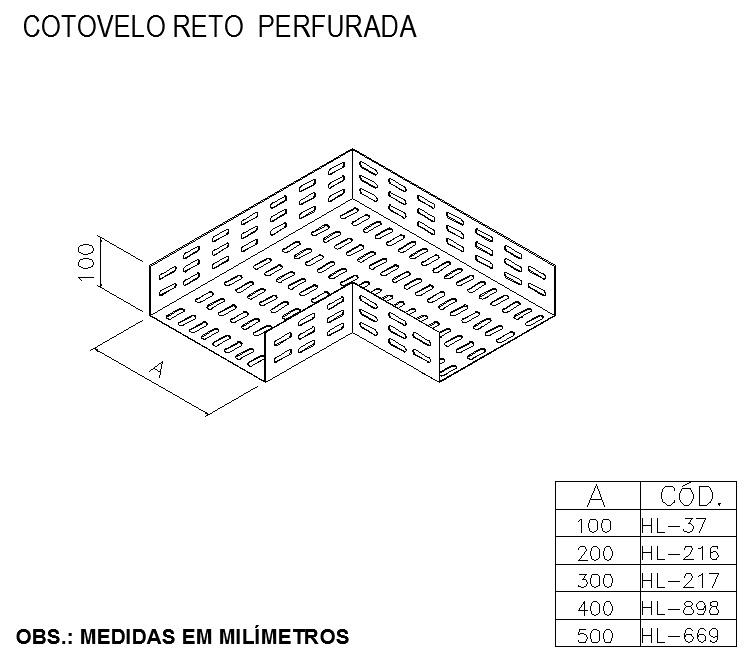 ELETROCALHAS E ACESSÓRIOS -  COTOVELO RETO  PERFURADA