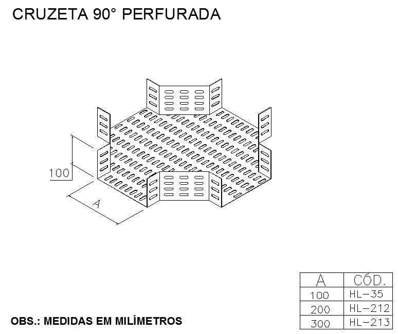 ELETROCALHAS E ACESSÓRIOS -  CRUZETA 90° PERFURADA