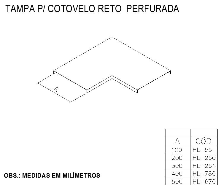 ELETROCALHAS E ACESSÓRIOS - TAMPA Para COTOVELO RETO  PERFURADA