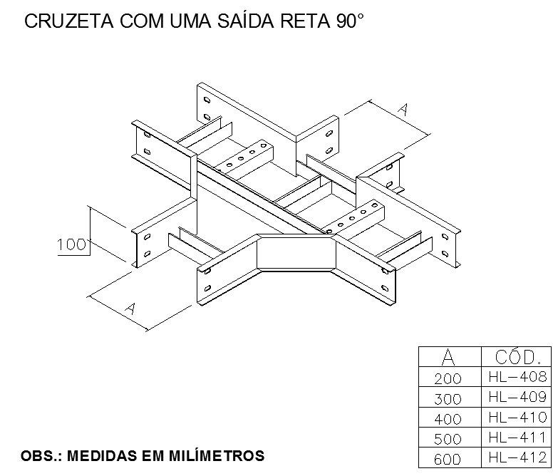 LEITOS E ACESSÓRIOS - CRUZETA COM UMA SAÍDA RETA 90°