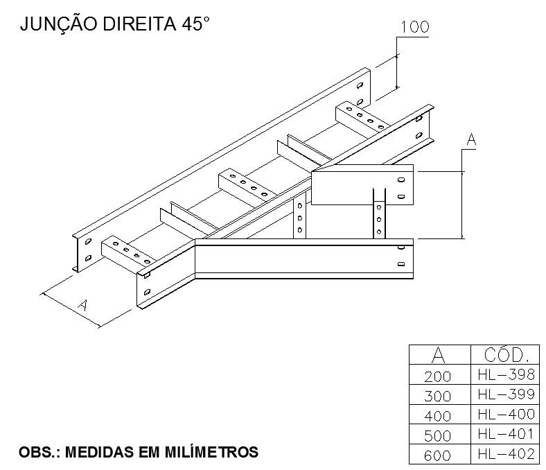 LEITOS E ACESSÓRIOS - JUNÇÃO DIREITA 45°