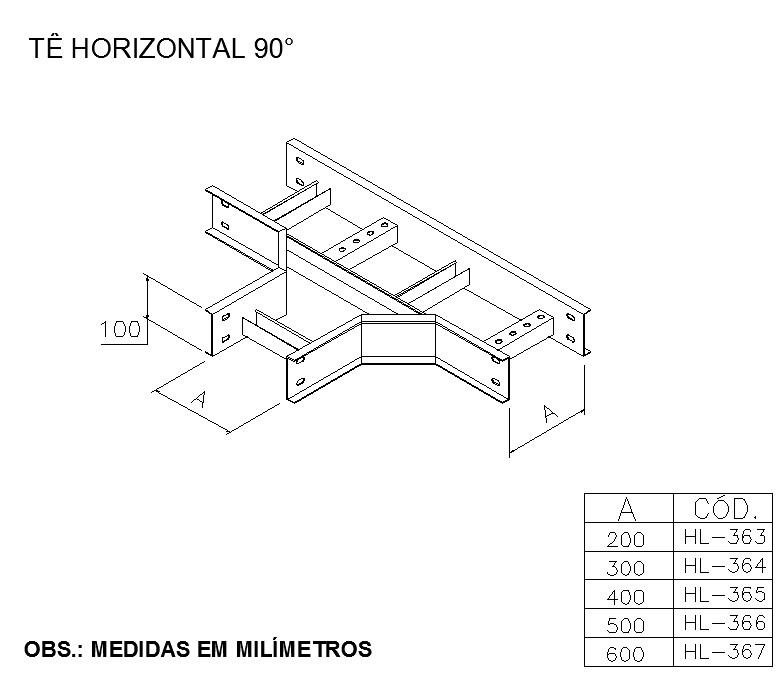 LEITOS E ACESSÓRIOS - TE Horizontal 90º