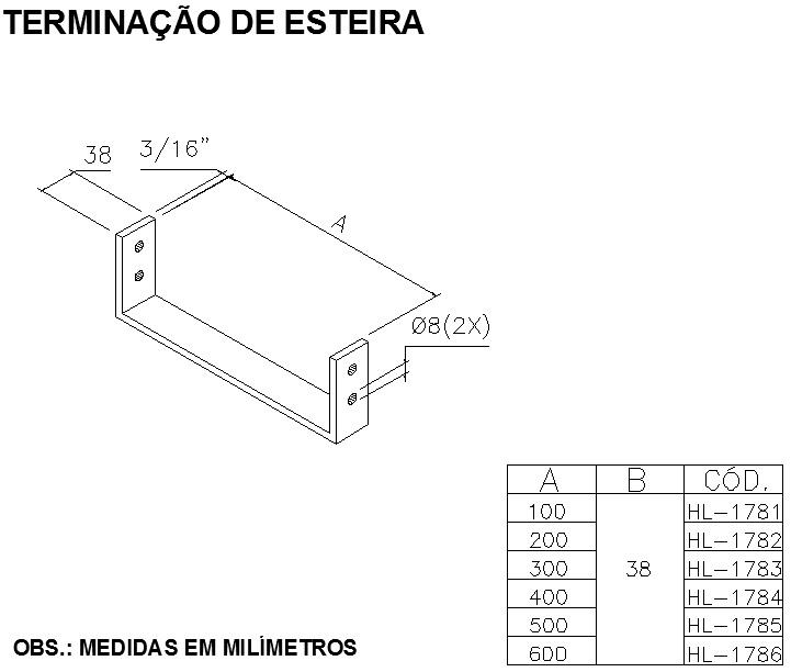 TERMINAÇÃO DE ESTEIRA GALVANIZADOS         